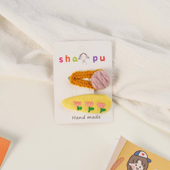 KiddieKickz - Wholesale Hair Accessories Set - Kids - Children's Embroidered Flower Hairpin Set3