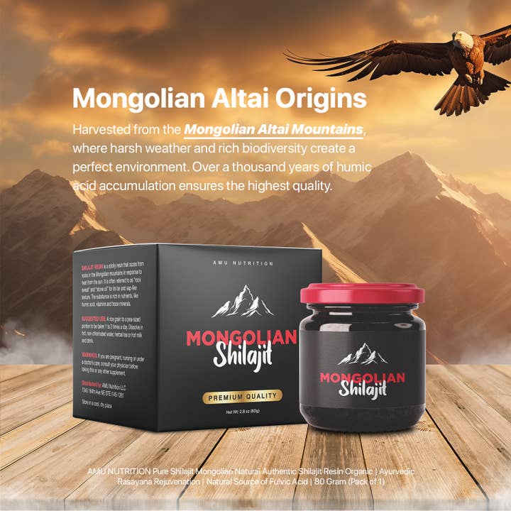 Amu Nutrition – Engroshandel Kosttilskud og vitaminer – 80g mongolsk Shilajit Pure ayurvedisk sundheds mundtligt supplement