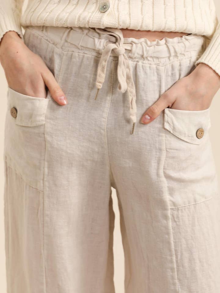 NAÏS PARIS - Wholesale Pants - Women's - WIDE-LEG TROUSERS WITH ELASTIC WAIST AND DRAWSTRING