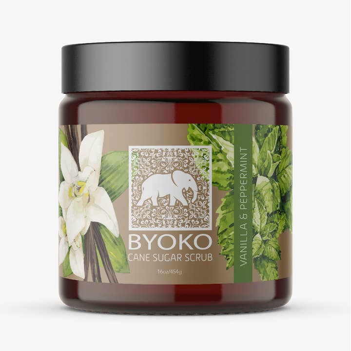 BYOKO - Wholesale Body Scrub/Exfoliant - BYOKO Vanilla Peppermint Body Cane Sugar Scrub