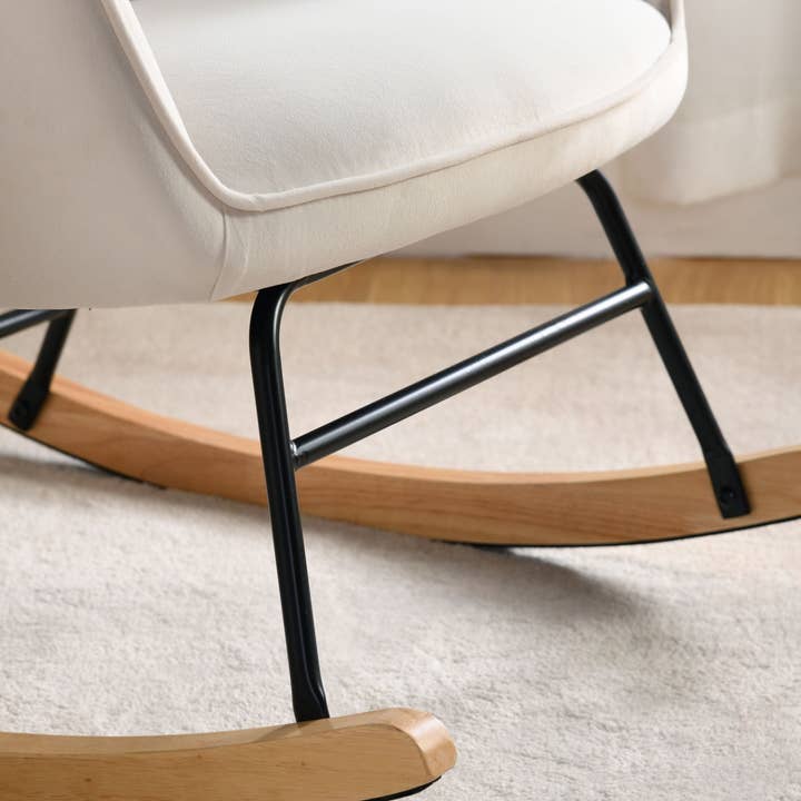 Urban Meuble - Wholesale Rocking Chair - Rocking chair off-white velvet EPPING SMALL VELVET BEIGE11