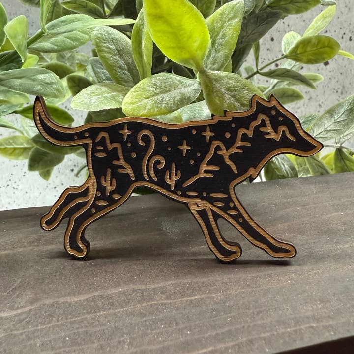 Running Wolf Wood Magnet for wholesale by Blaze Design Co.