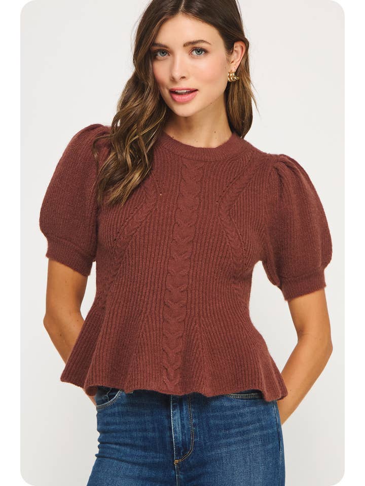 Strut & Bolt - Wholesale Tunic Sweater - Women's - Flared Puff Sleeve Knit Top48