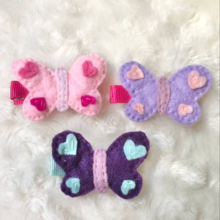 Felt Butterfly Hair Clips for wholesale by Charley & Ruth Designs