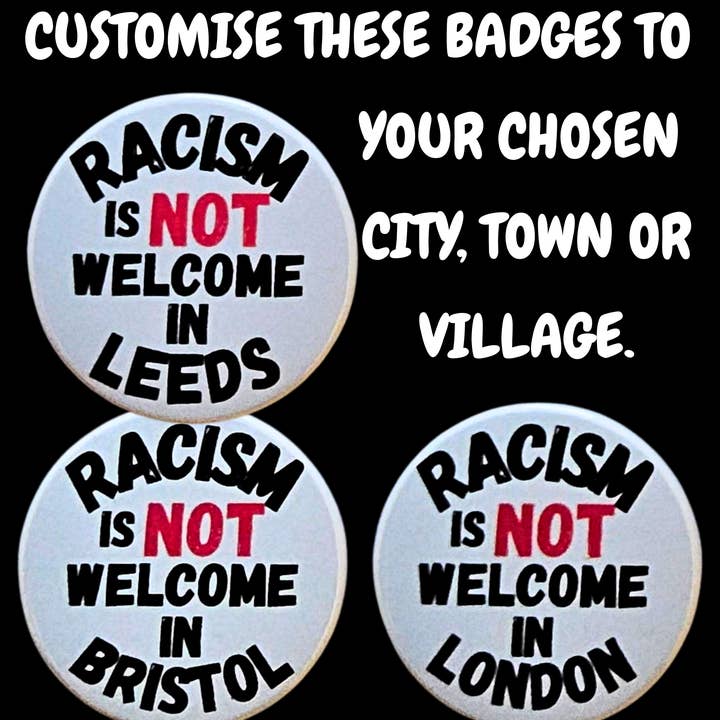 Racisme ikke velkommen badges 38mm x 38mm håndlavede pin badges for engroshandel hos sent with Pride