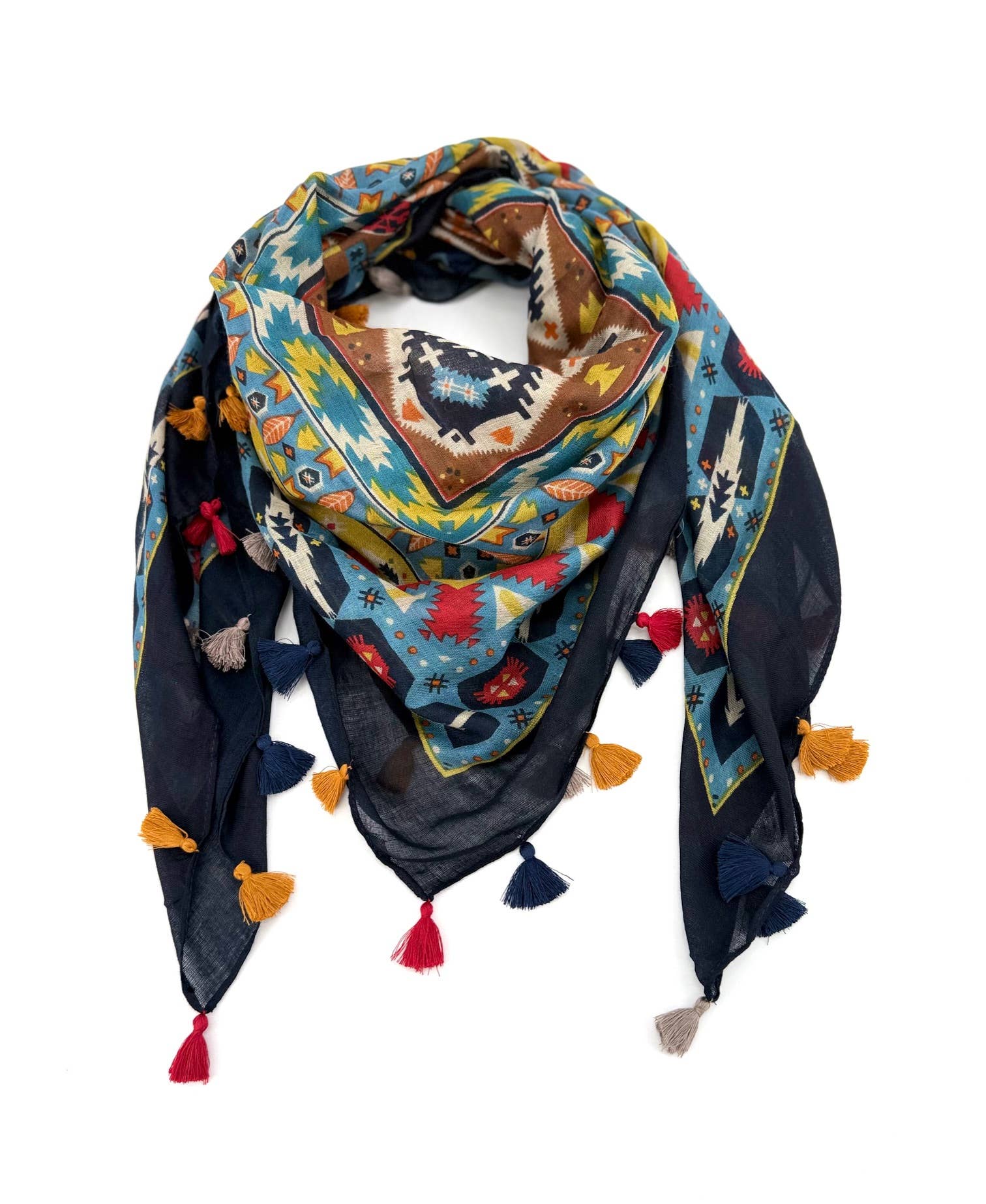 Blue Women's square scarf 100% viscose for wholesale on Faire3