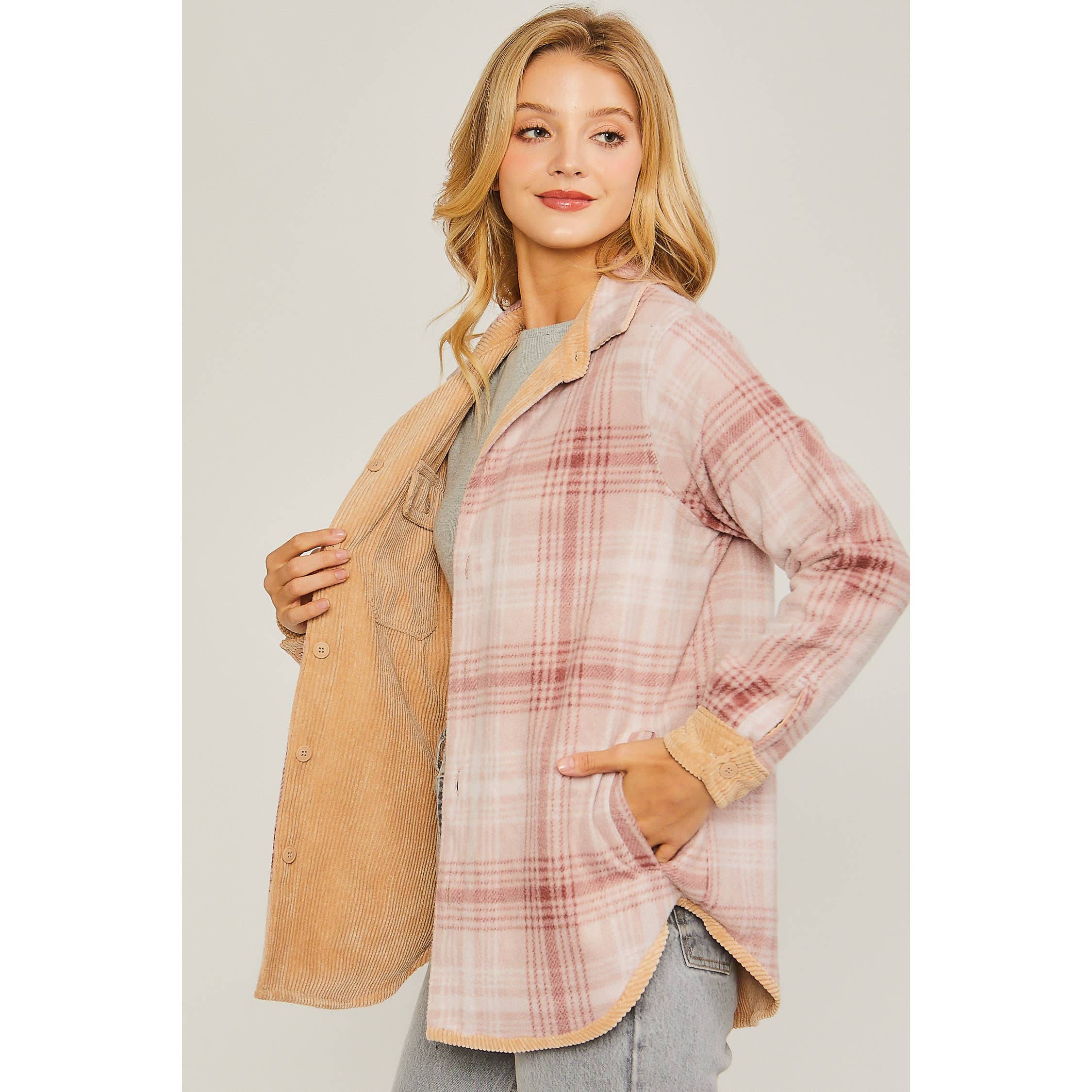 Apolline - Wholesale Shirt Jacket/Shacket - Women's - Corduroy Reversible Button Down Jacket9