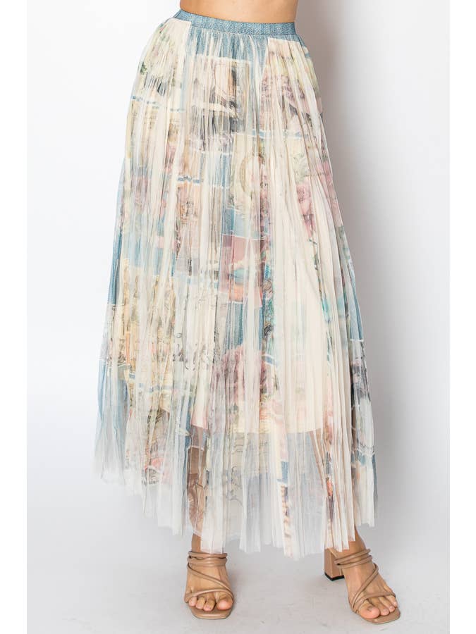 PARIS Jupe Midi Plissée en Tulle Doublée Chic avec Taille Élastique - 4034 BG PARIS en vente sur Faire1