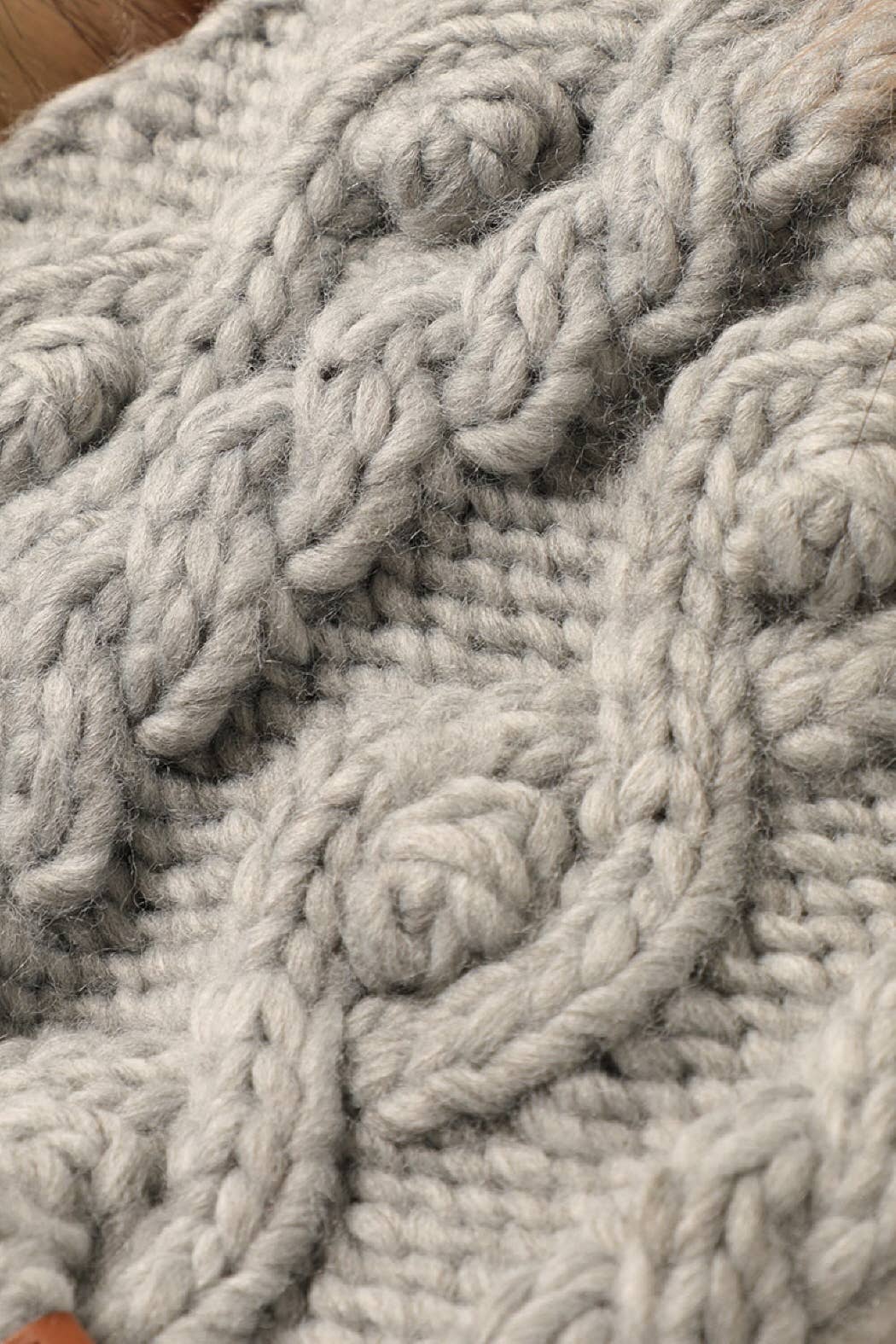 Fashion City - Wholesale Beanie - Women's - Popcorn Trim Knit Beanie w Faux Fur Pom3