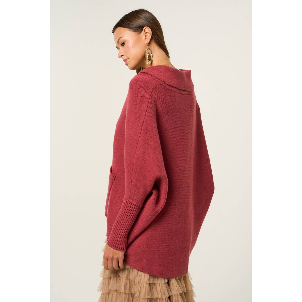 The GREii - Wholesale Cardigan - Women's - Oversized Shawl Collar Sweater Cardigan5