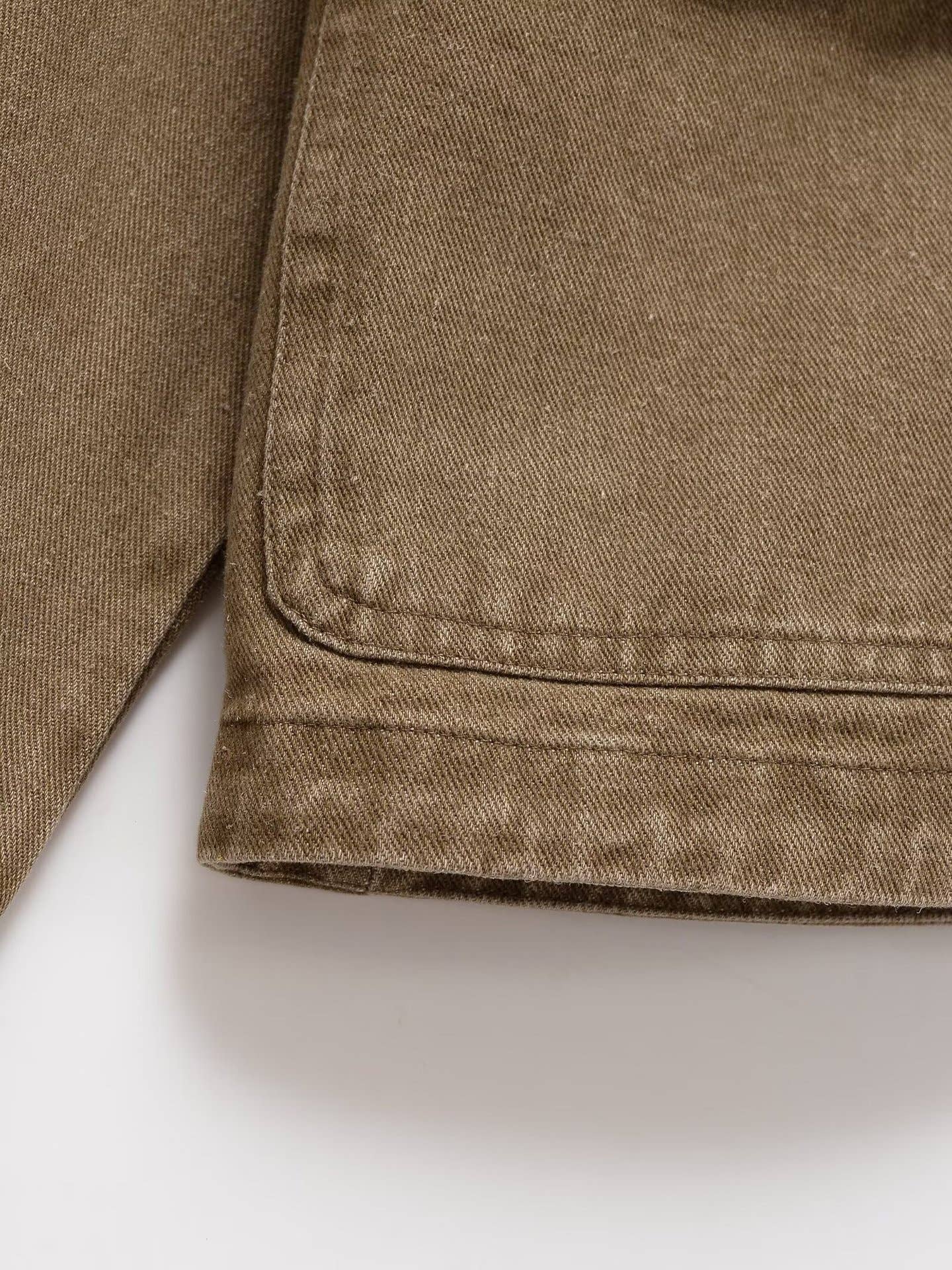 KHAKI Stitching collision color lapel denim jacket for wholesale on Faire7