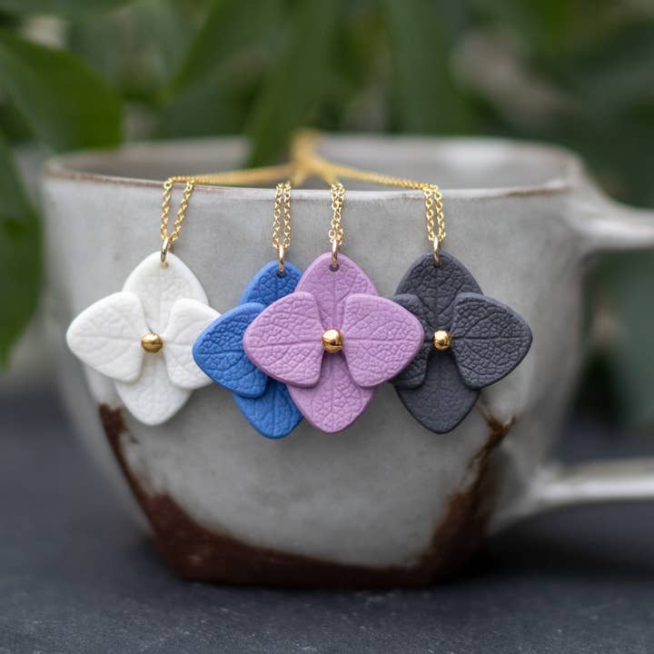hydrangea necklace for wholesale by Remnant Studios