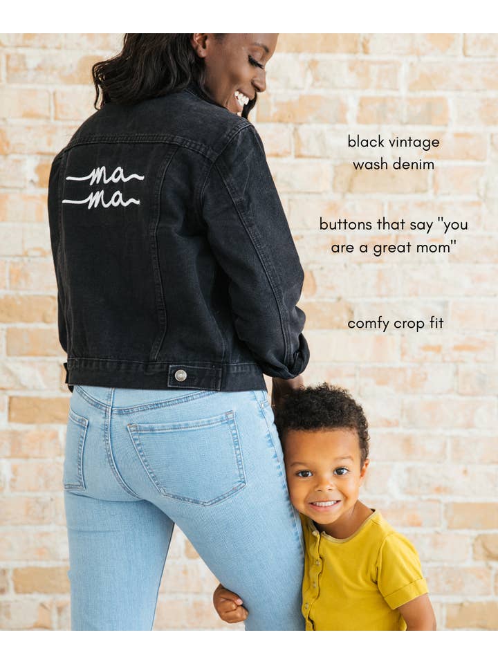 Sunflower Motherhood - Vente Veste en jean – femme - Veste en jean noire pour maman | Veste en jean élégante pour maman branchée2