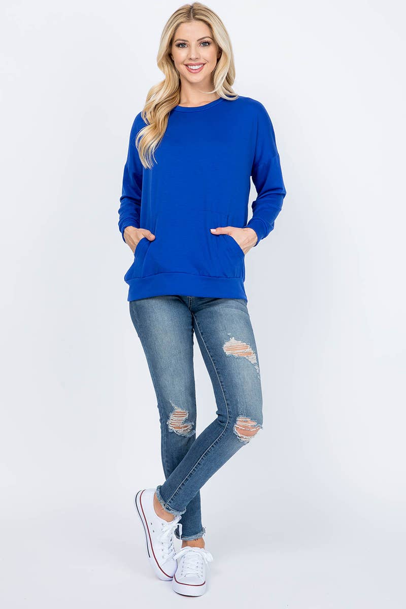 You & Me – wholesale Sweatshirt - Dam – PPT2063-LÅNGÄRMAD FRANSK FROTTÉ TOPP MED KÄNGURUFICKA24