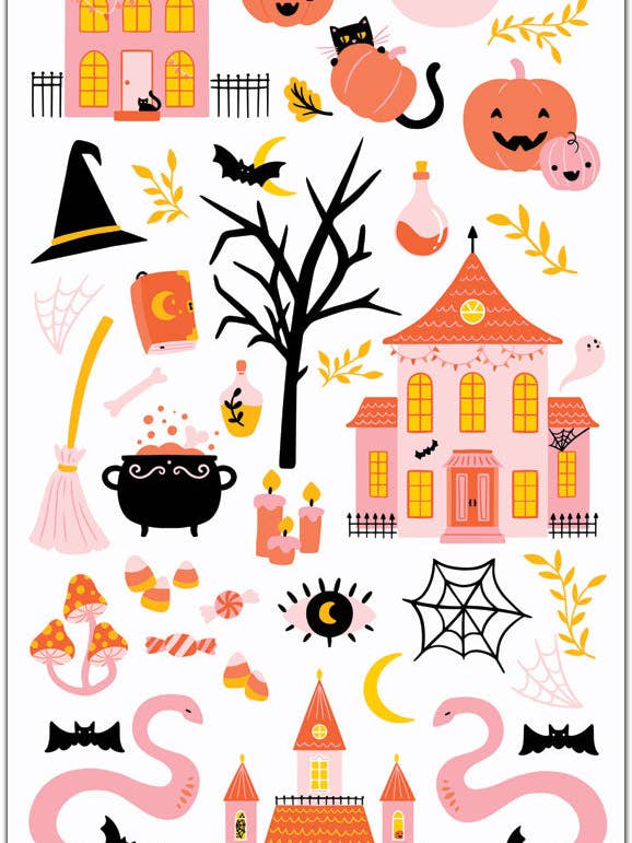 Adesivi rosa a tema Halloween per la vendita all'ingrosso da parte di Violette Stickers