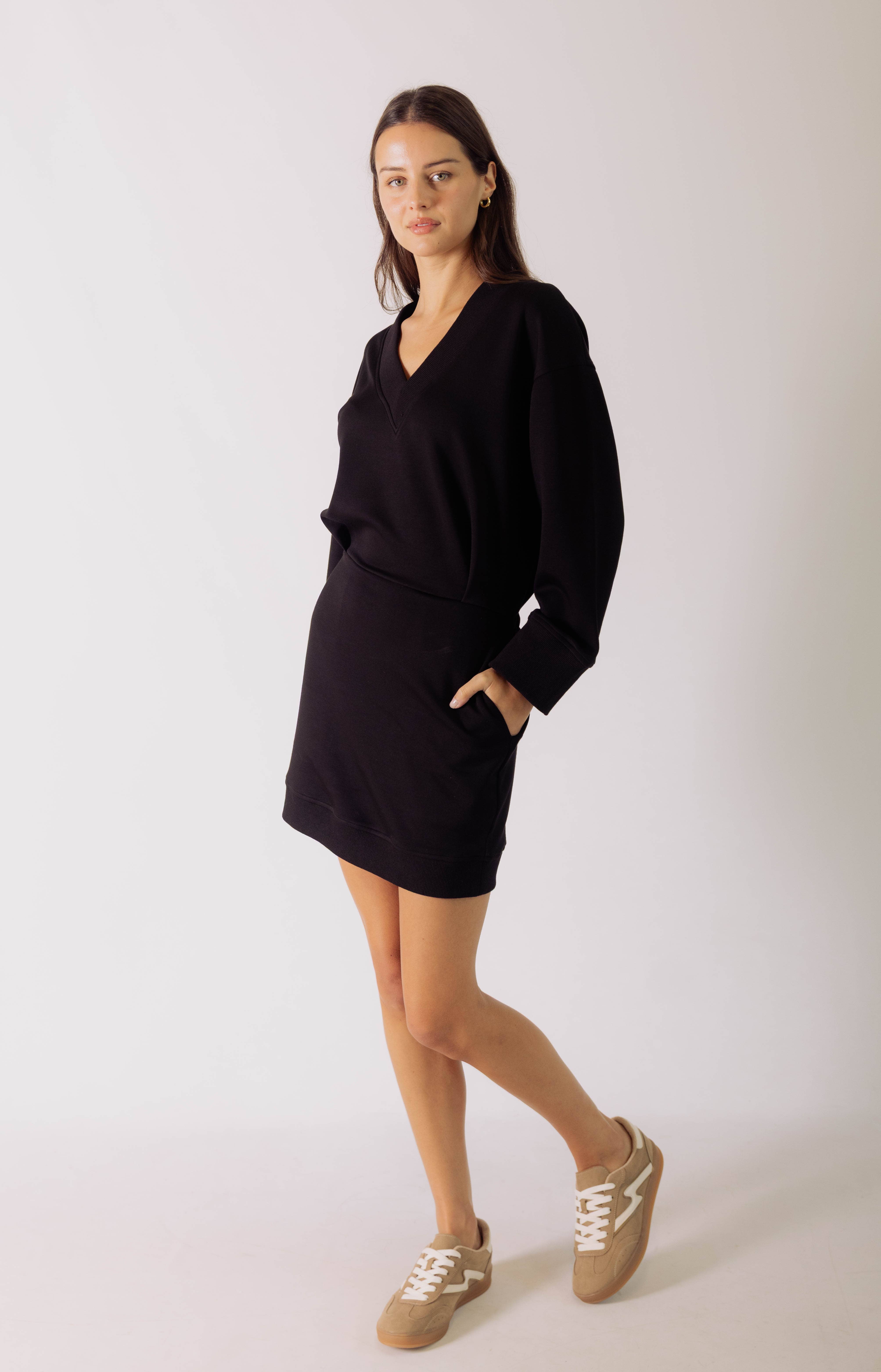 P. CILL - Wholesale Dress - Women's - P. CILL Butter Modal V Neck Ribbed Contrast Mini Dress8