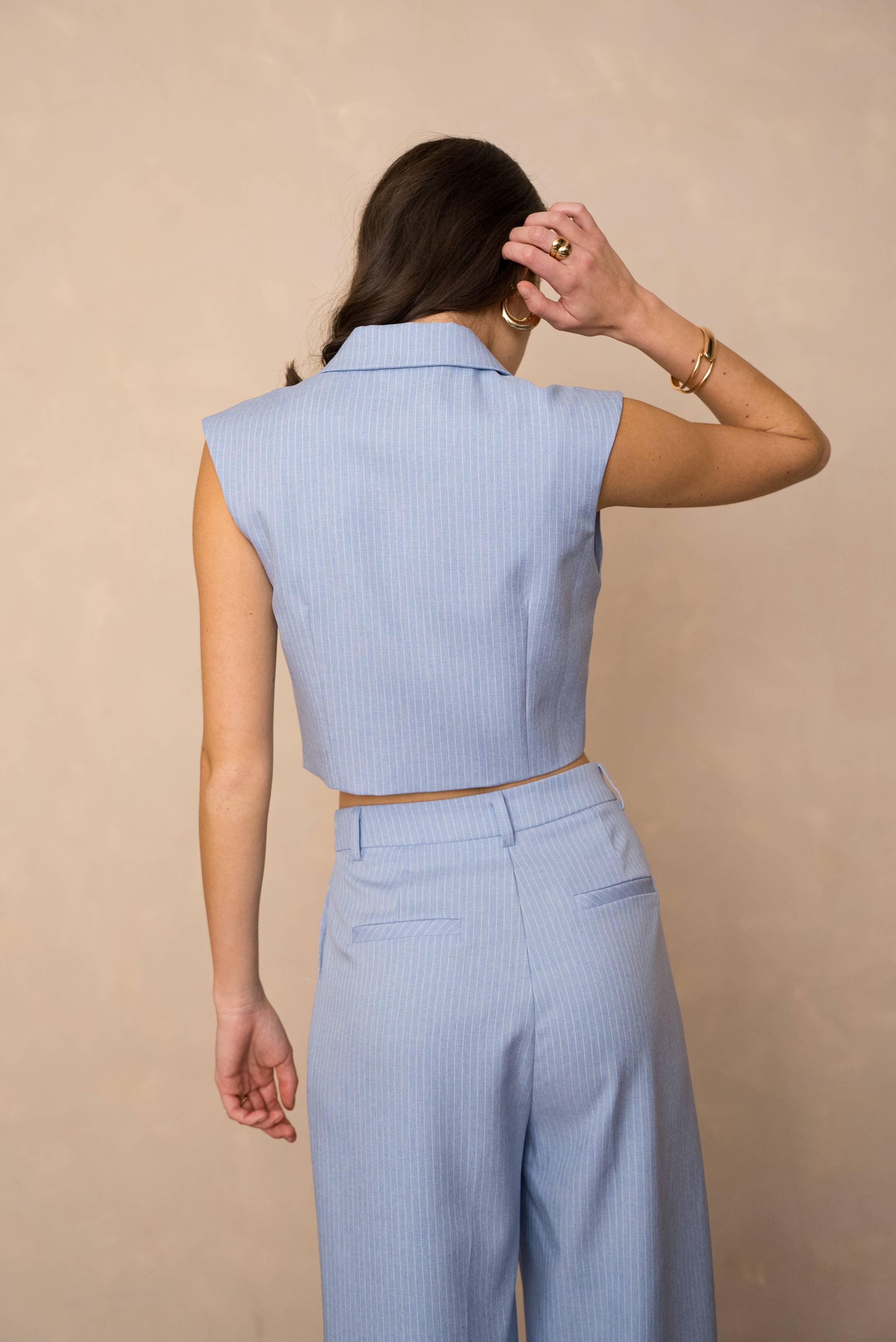 LULUMARY - Wholesale Blazer - Women's - Sleeveless striped blazer V33136