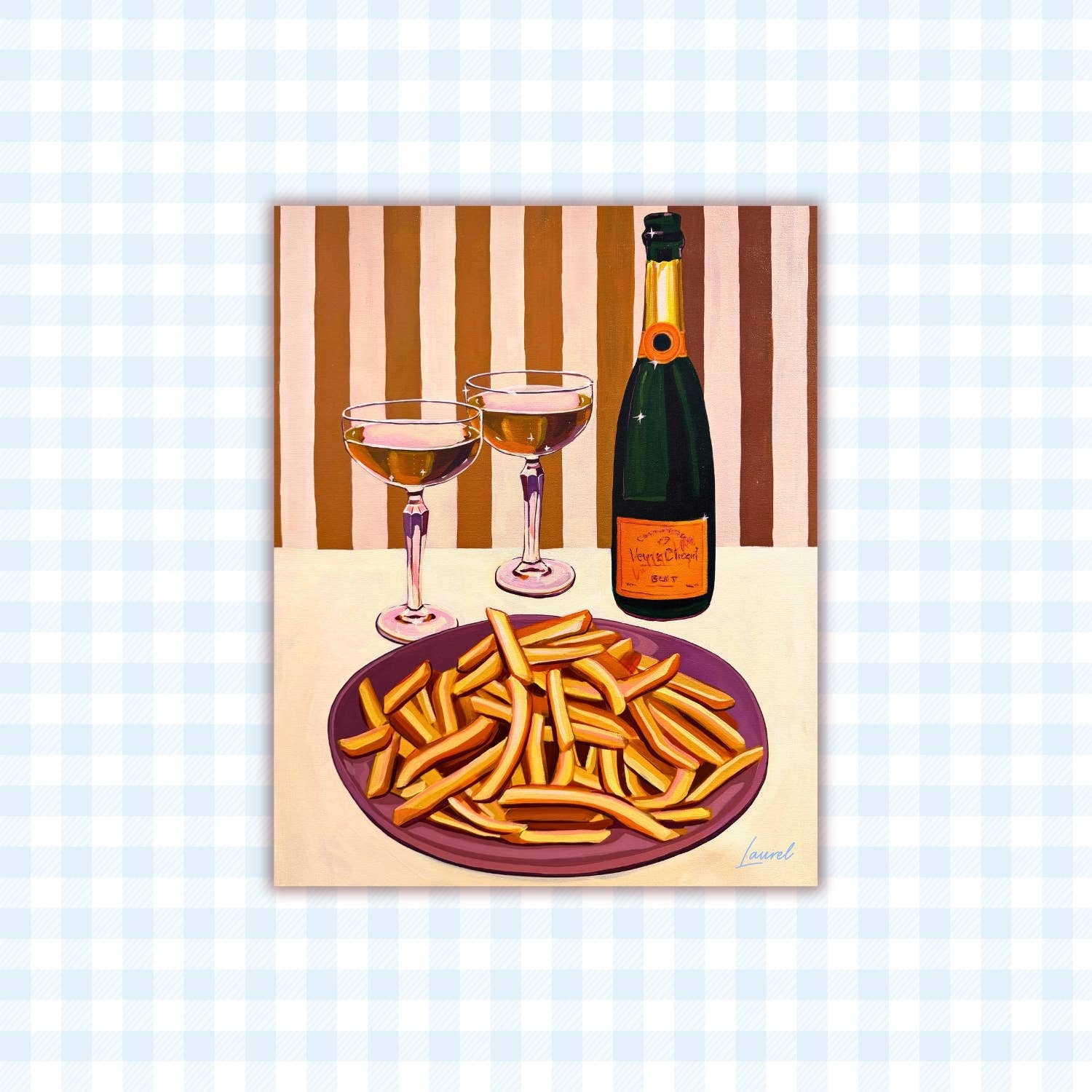 Laurel Greenfield Art - Wholesale Sticker - Champagne and Fries Cocktail Lover Stickers
