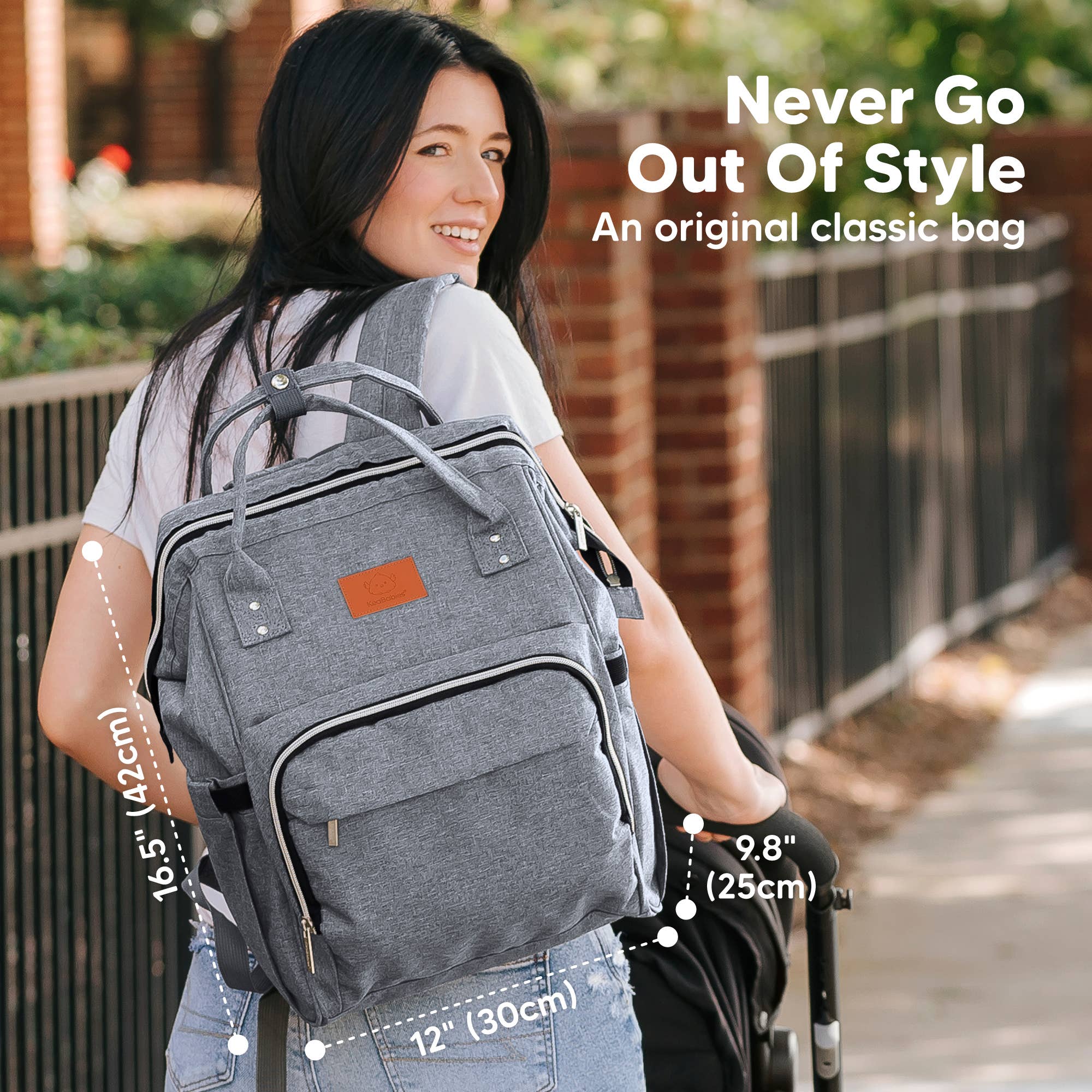 Classic Gray Original Diaper Bag Backpack, Baby Bags with Changing Pad for wholesale on Faire1