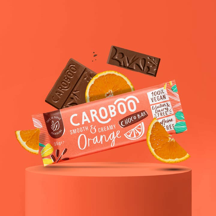 Barre Chocolat Orange Lisse Caroboo Sans Cacao Vegan 35g pour la vente par Caroboo