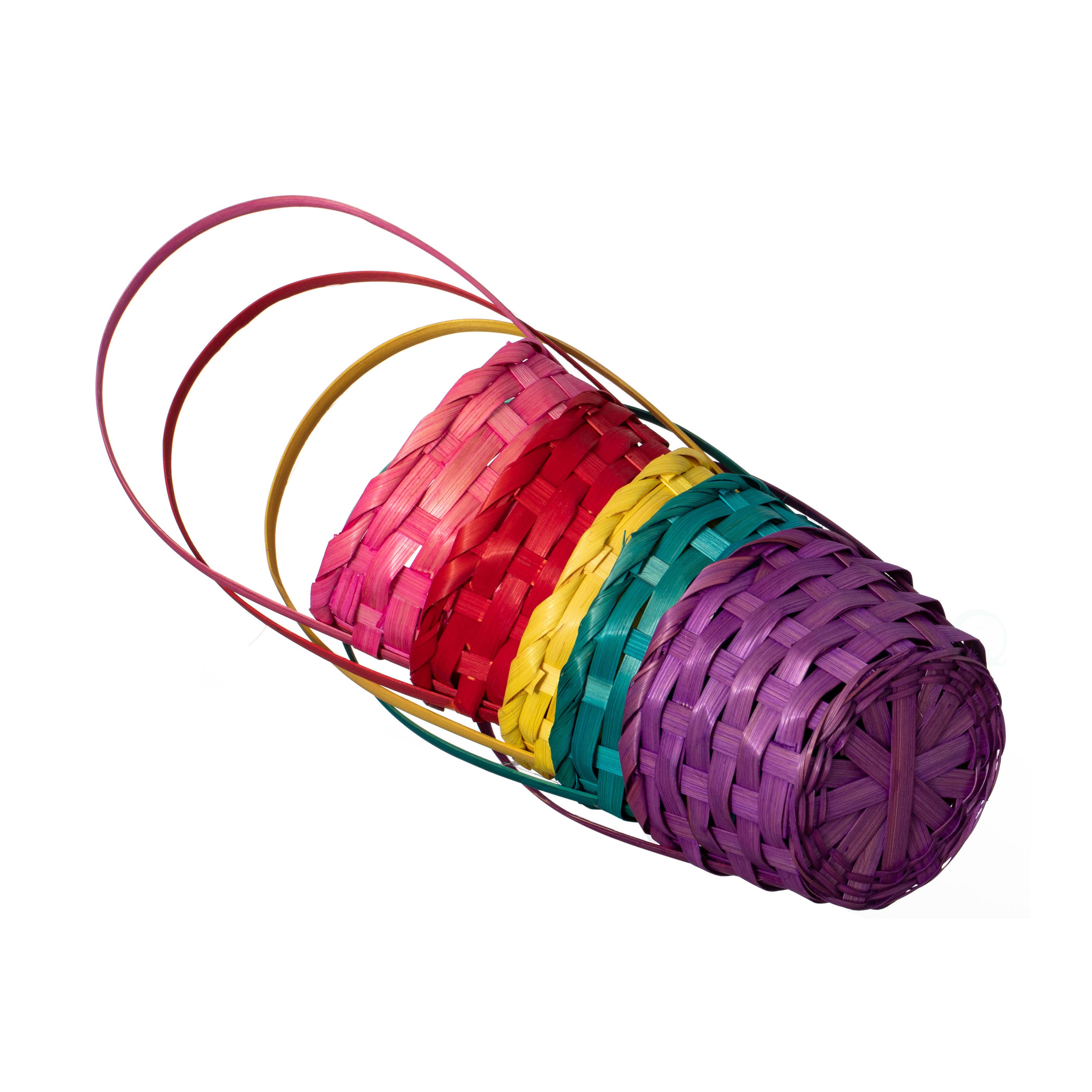 Quickway Imports - Wholesale Food Gift Basket - 5 Assorted Color Bamboo Wicker Round Baskets with Handles6