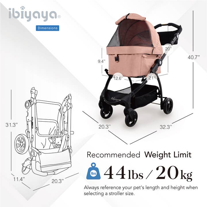 Ibiyaya - Wholesale Pet Carrier - Cat/Dog - CLEO Travel System Pet Stroller Medium Luxury Pram8
