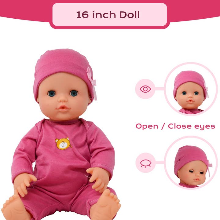 The New York Doll Collection - Wholesale Doll Accessory Kit - Kids - Interactive 16” Baby Doll Toy Doctor Kit Set for Kids – Pink4
