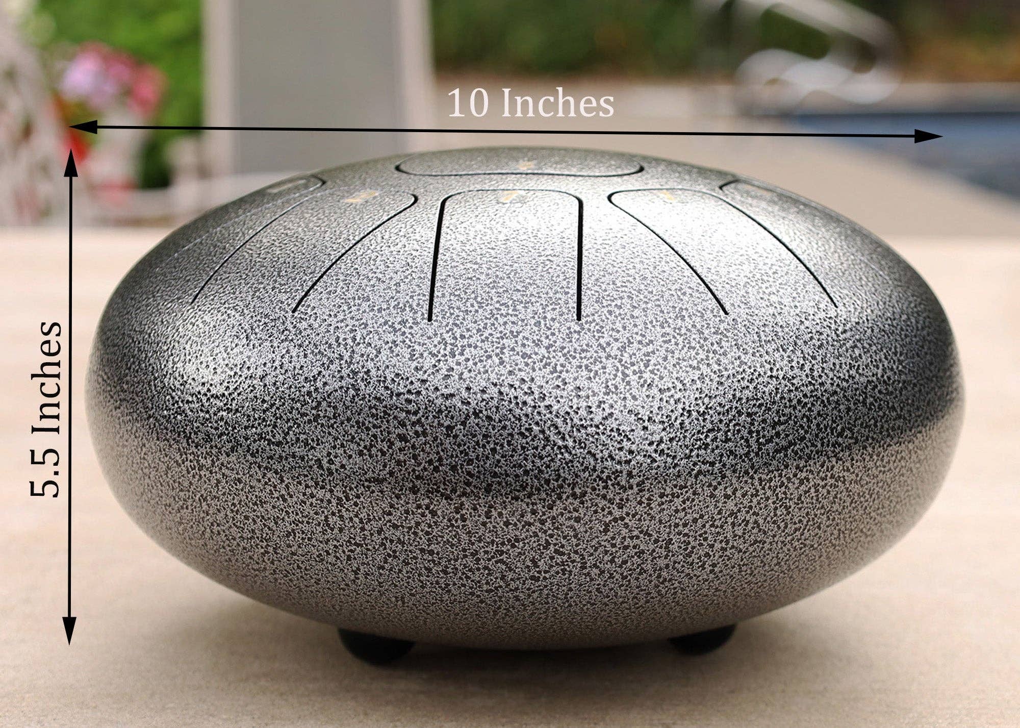 Lungta Imports - Wholesale Muziekaccessoire - Stalen tongtrommel 11 noten 10 inch tankdrum, handpandrum, chakra-drum, percussie met gewatteerde reistas en hamers3