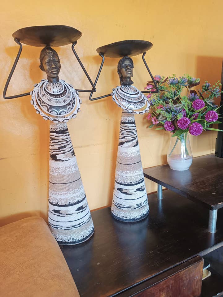 Maasai Couple Candle Holder Sculptures for wholesale by African Craft Collection