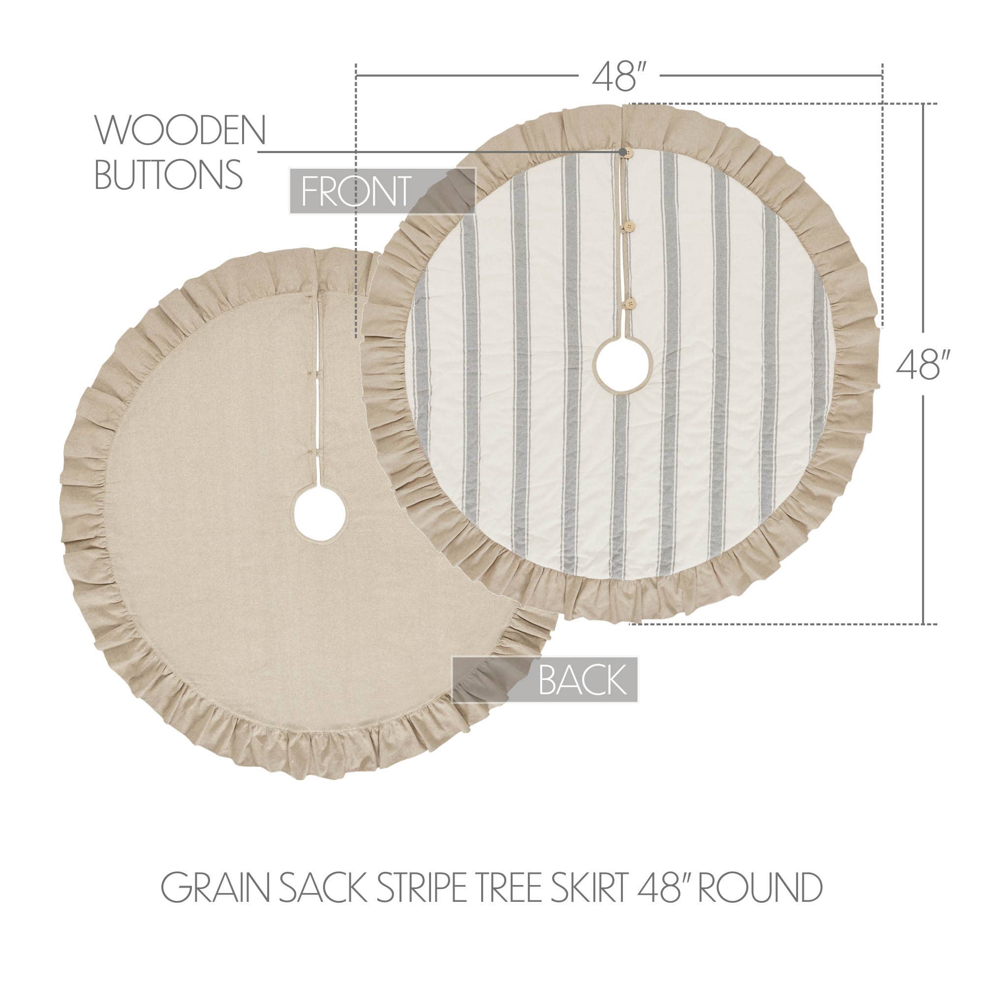 VHC Brands - Vente Jupes de sapin de Noël - Jupe de sapin à rayures Grace Grain Sack 483
