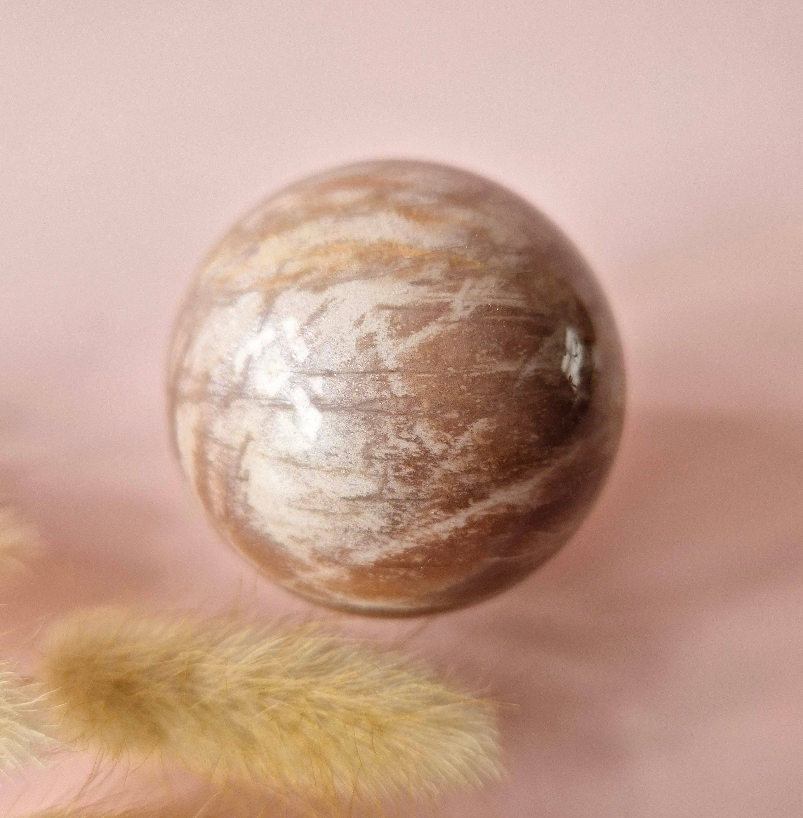 Moonlight Gemstones - Wholesale Spiritual Stone/Crystal - Crystal Gemstone Golden Sunstone Sphere with Blue & Gold Flash | 45–63 mm sphere3