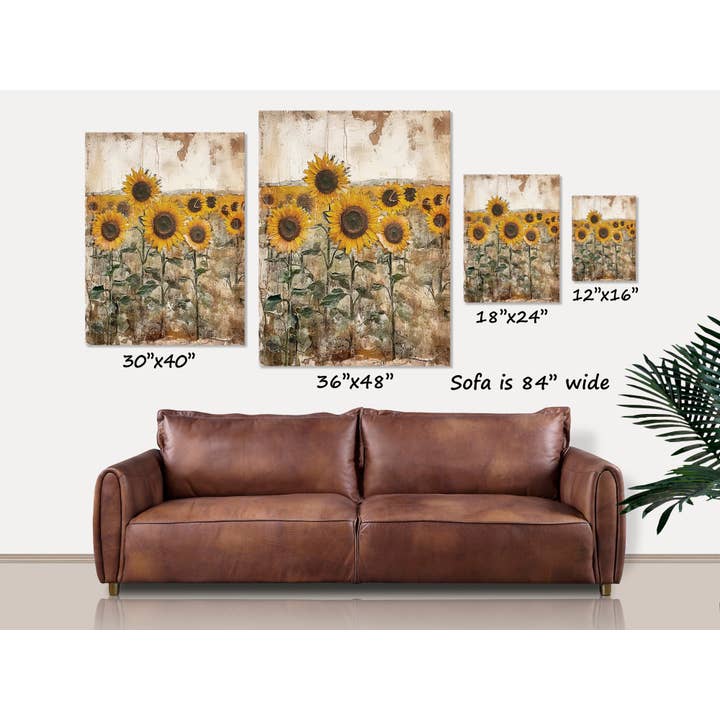 Olive Branch Farmhouse - Wholesale Canvas Art - Rustic Sunflower Field Large Canvas Wall Art