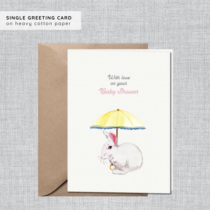 Cute Bunny Baby Shower Card | New Baby Cards Gender Neutral for wholesale by Gina Maher | Watercolor