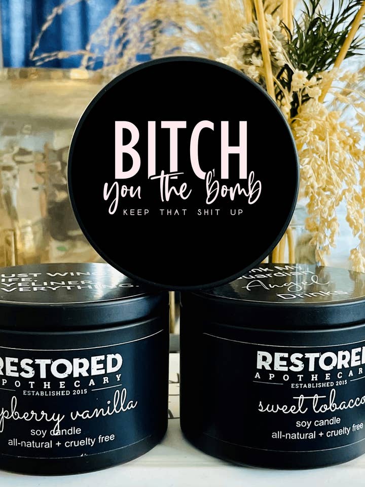 Bitch- Zwart reisblikje voor wholesale door Restored Apothecary