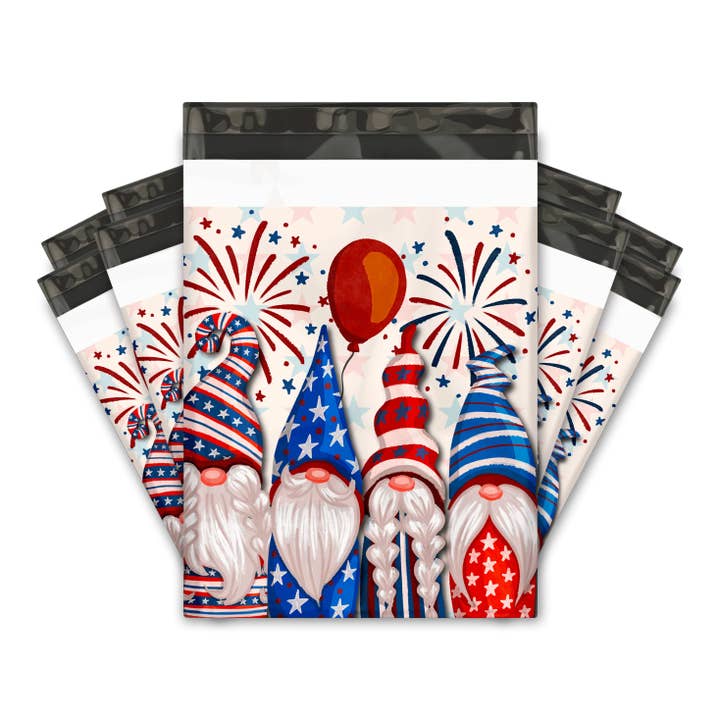 10x13 Patriotic Gnomes Designer Printed Poly Mailers for wholesale by Eleven Fashion