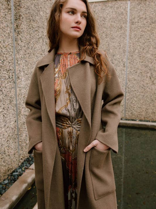 100% wollen oversized wollen jas met ceintuur voor wholesale door Current Air