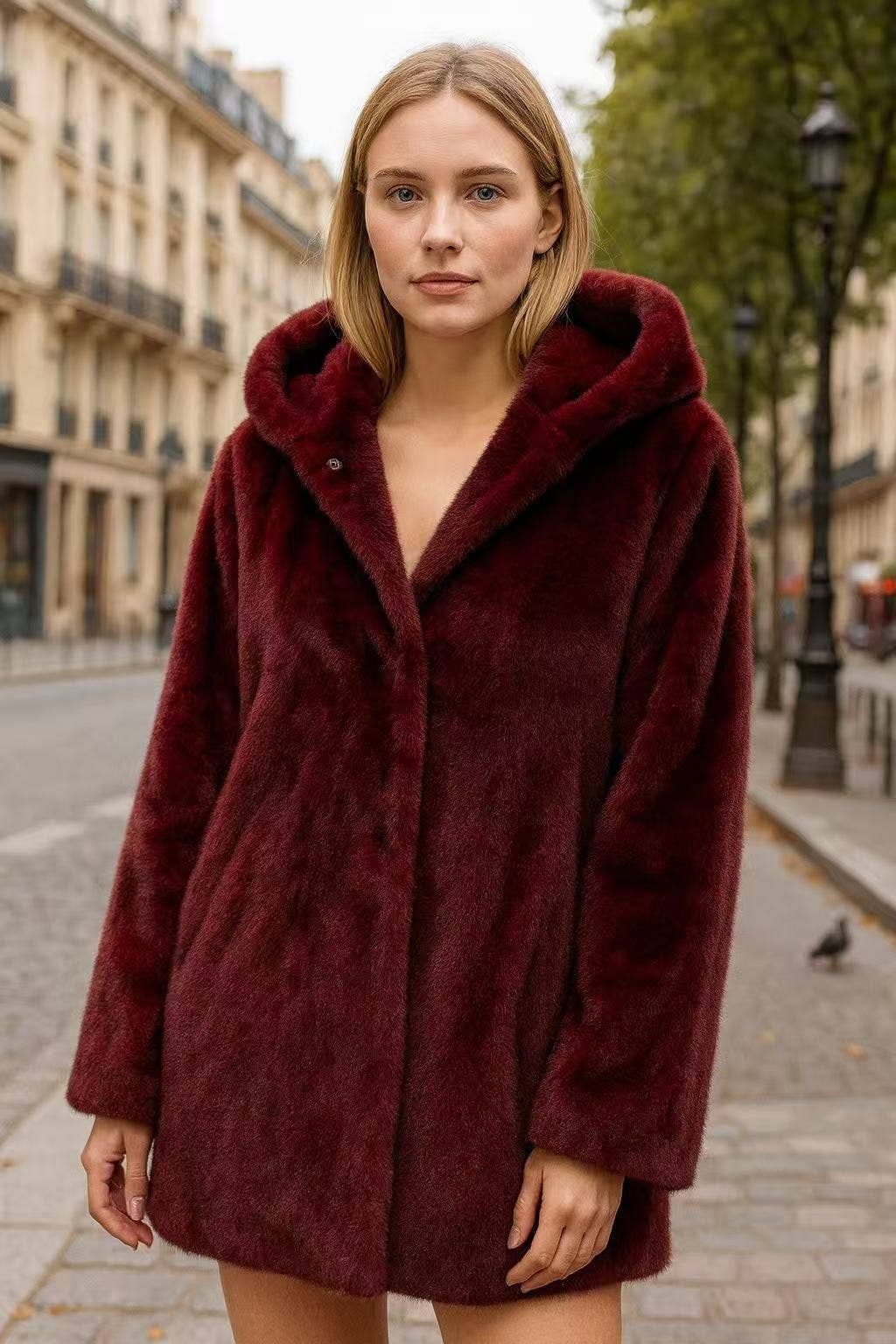 CIAO MILANO - Wholesale Fur/Faux Fur Coat - Women's - 284013 Cozy Hooded Coat9