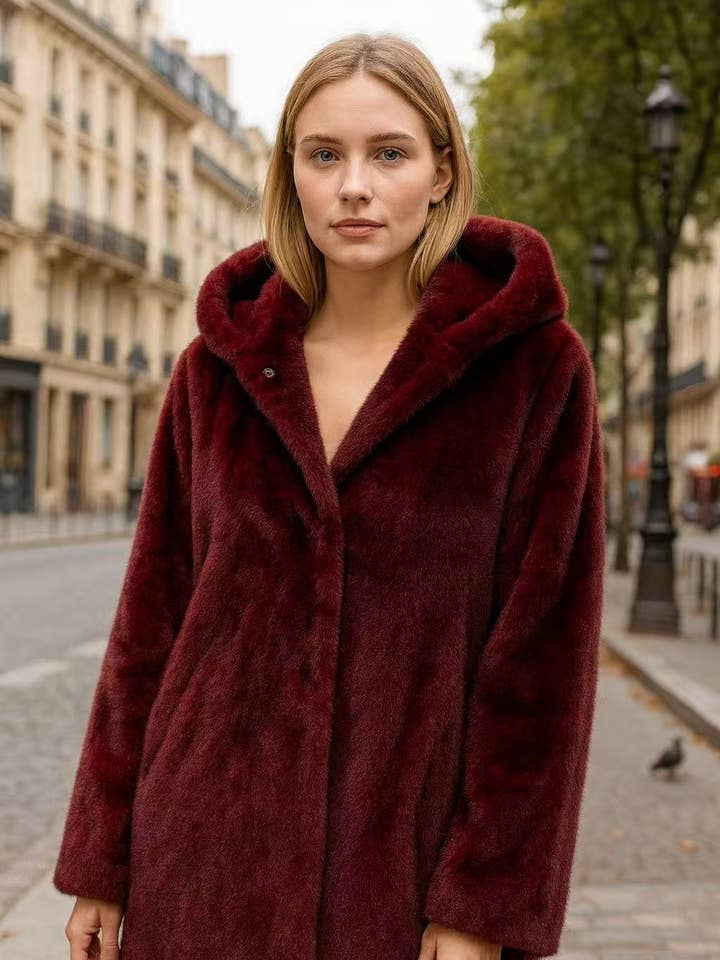 CIAO MILANO - Wholesale Fur/Faux Fur Coat - Women's - 284013 Cozy Hooded Coat9