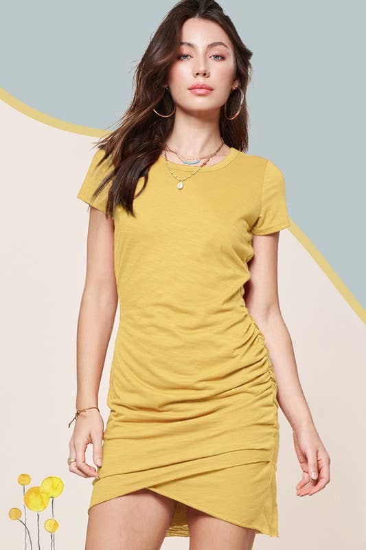 La Miel - Vendita all'ingrosso Vestito - Donna - MLD5010-Mini Abito Leggero A Maniche Corte Con Dettagli Increspati24