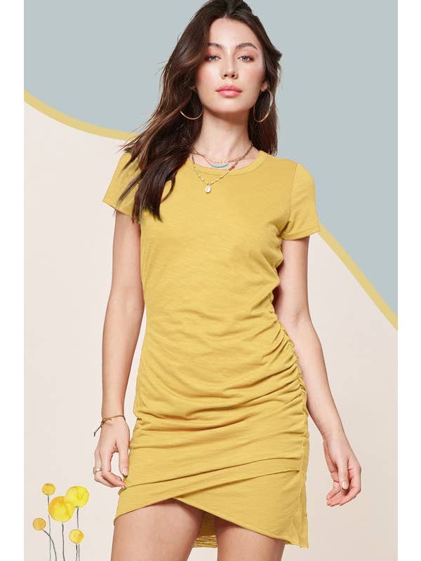 La Miel - Vendita all'ingrosso Vestito - Donna - MLD5010-Mini Abito Leggero A Maniche Corte Con Dettagli Increspati24