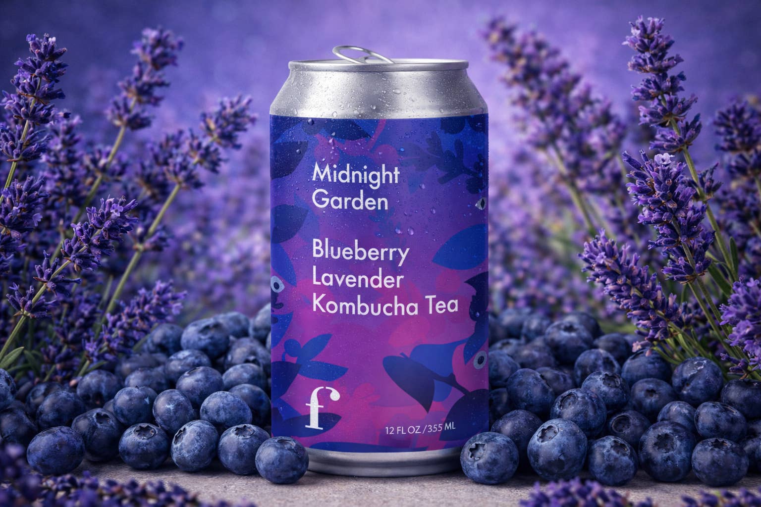 Figment Kombucha - Wholesale Kombucha - "Midnight Garden" Blueberry Lavender Kombucha - 12-pack