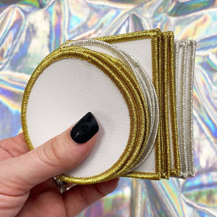 The Crafty Engineer - Wholesale Patch - Blank Sublimation Patches with Metallic Border - Bulk Packs2