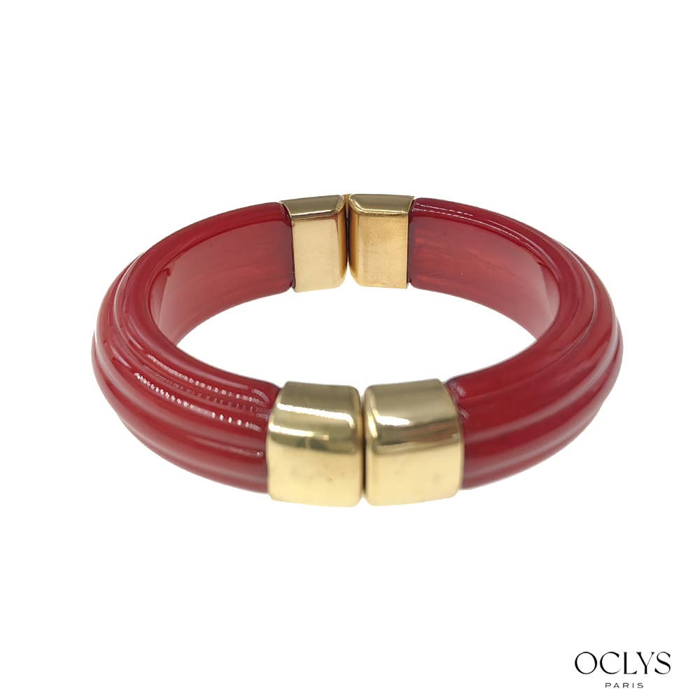 Oclys - Wholesale Bangle Bracelet - Open cuff bracelet in gold stainless steel resin Sara1
