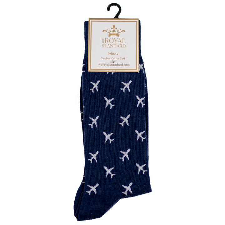 The Royal Standard - Wholesale Socks - Men's - Men's Airplane Socks Navy/White One Size