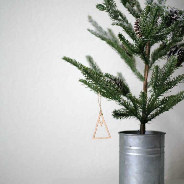 Solid Maple Mountain Ornament for wholesale by Buzzing Bird Studios, LLC