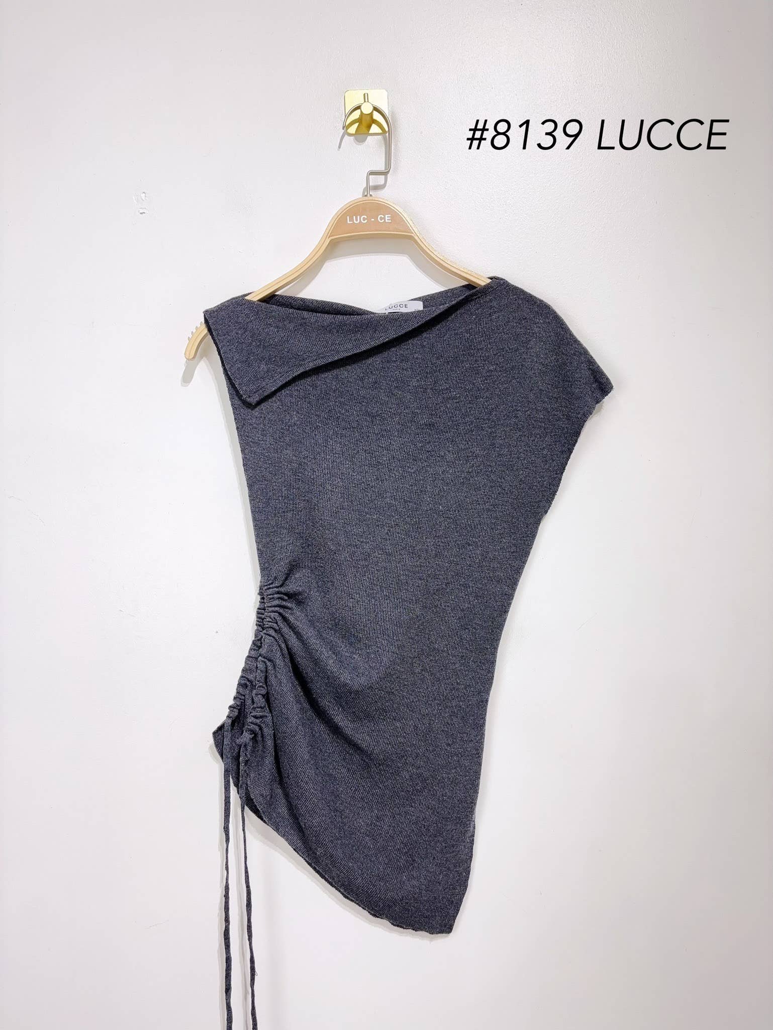 LUCCE - Wholesale Knit Top - Women's - Asymmetric Mesh Top - 81397