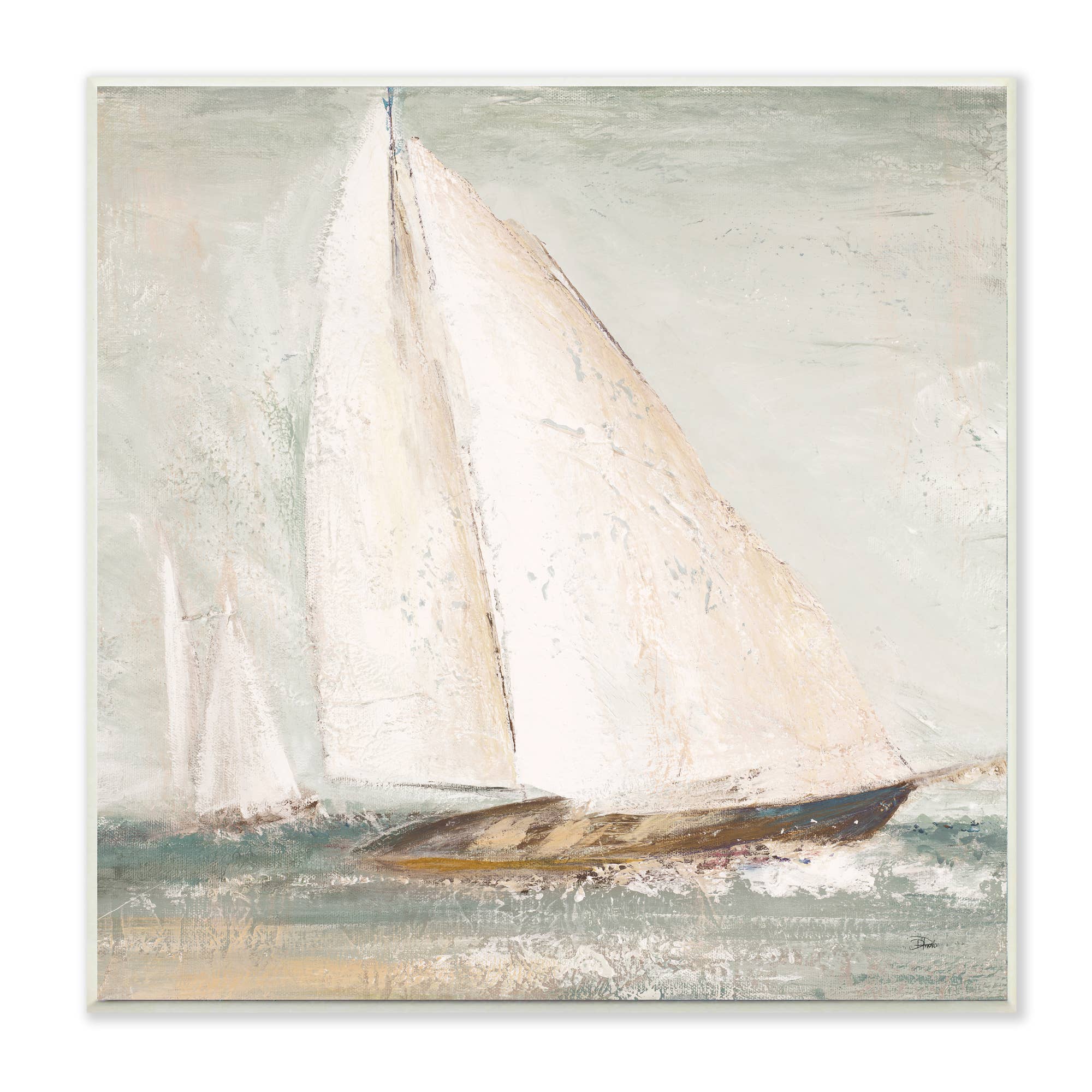 Stupell Industries - Venta al por mayor Ilustración - Barco de vela suave envejecido tradicional arte del paisaje náutico0