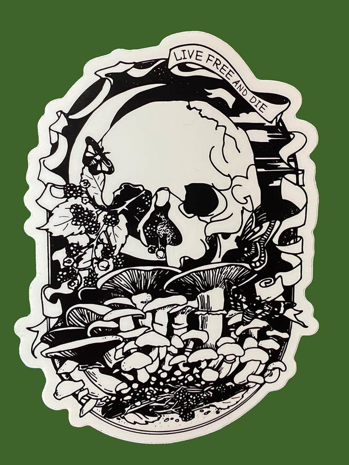 Live gratis vinylklistermærke for engroshandel hos Cosmic Shark Clothing