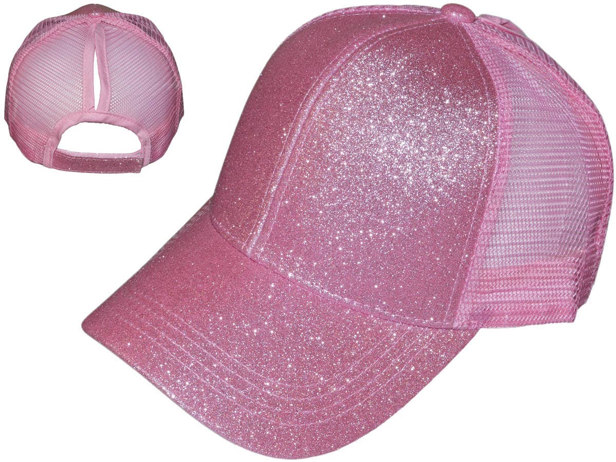 Buck Wholesale – wholesale Trucker hat – Women’s – Glitter Ponytail Trucker Hats - Low Profile Structured Mesh3