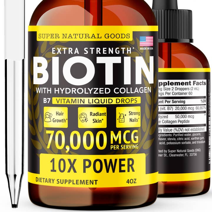 Super Natural Goods - Wholesale Oral Supplement/Vitamin - Hair Growth Liquid Vitamins, Skin & Nails Biotin & Collagen